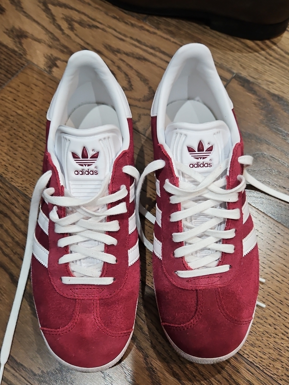 adidas Gazelle Red and White Samba Suede Sneakers